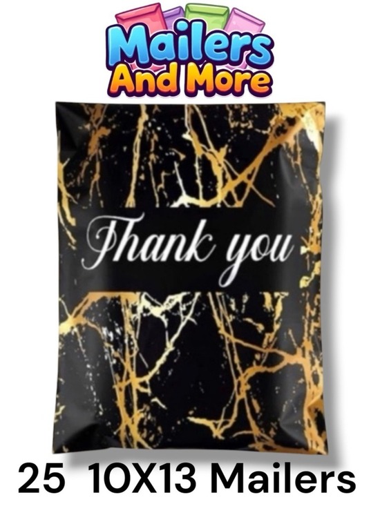 Mailers And More Other - 25 10X13 Poly Mailers Black Gold Veins Shipping Envelopes Bags PRICE IS FIRM